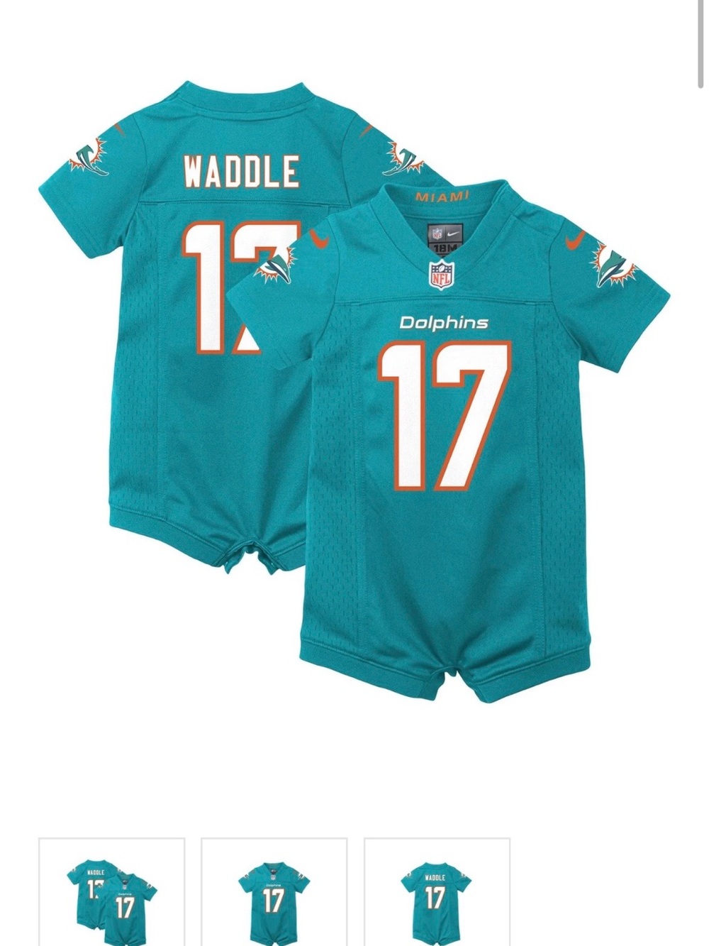 NFL Infant One-Piece Romper - Teal with Orange & White Details